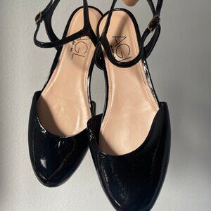 Black AGL Made in Italy Milly Ankle Strap Flats